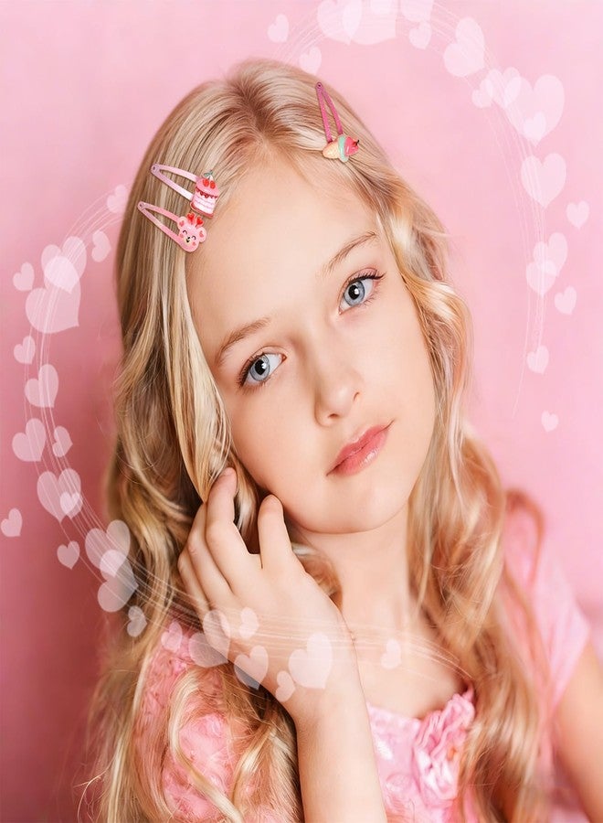 PinkSheep Hair Clips Barrettes for Girls, 6 Pairs Pink Heart Bear Cupcake Ice Cream Hair Pins, Cute Hair Clips Metal Snap Barrettes Sparkly Hair Accessories For toddler Girls Gift Set - Image 2